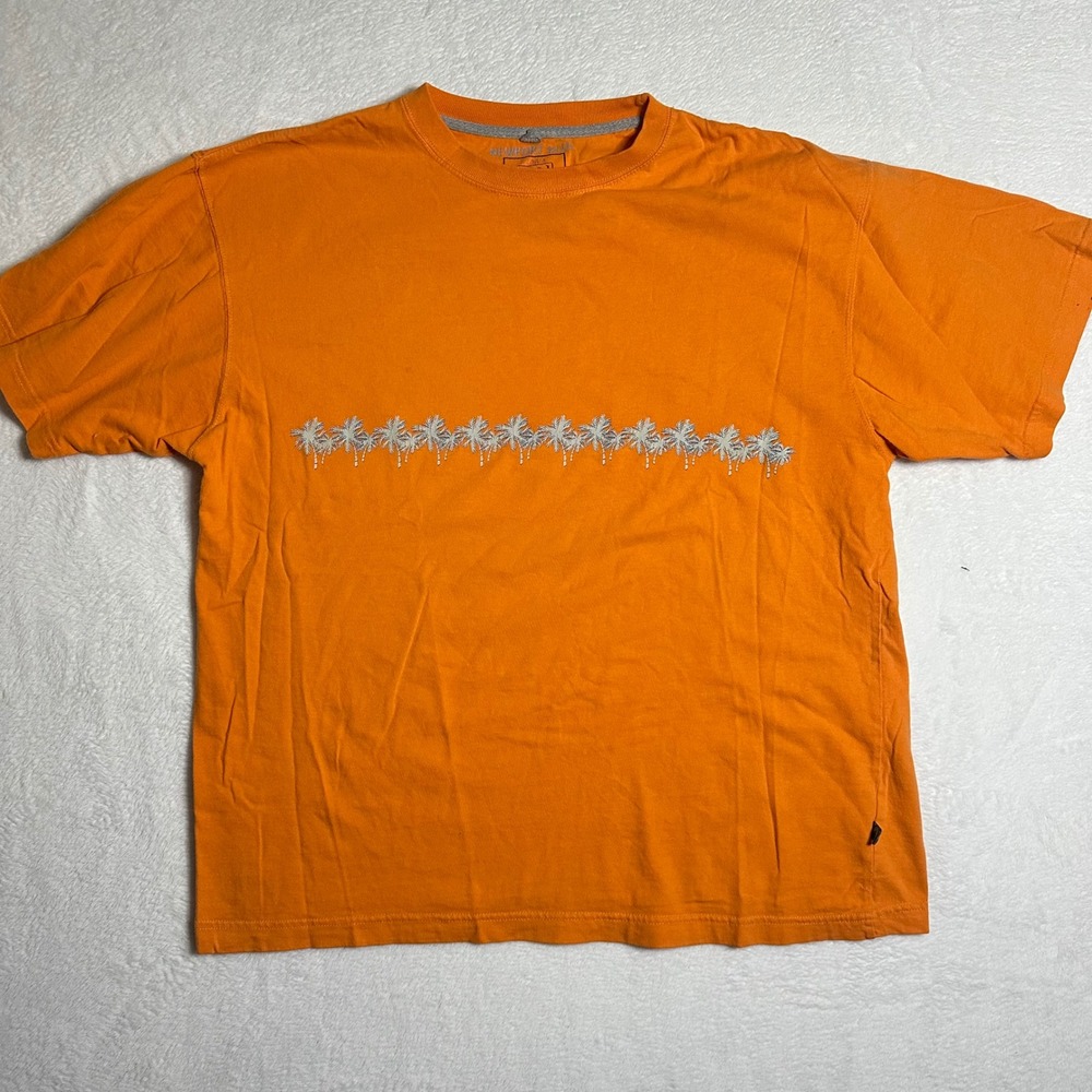 Newport Blue Mens Orange Palm Tree Graphic T-Shirt XL Cotton Short Sleeve Summer